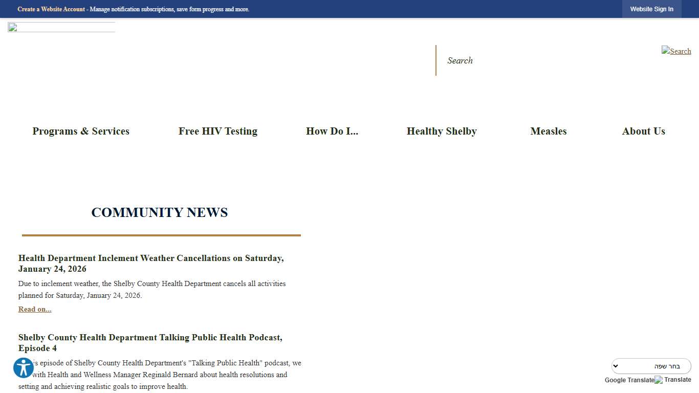 Shelby County Health Dept., TN Official Website